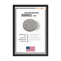 Manhole cover novelty poster shown framed on a wall